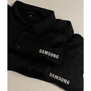Samsung Electronics *LOT OF 2* Logo Spell Out Black Golf Polo Shirts 2XL Galaxy